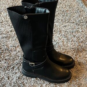 😍🖤Steve Madden Black Mid-Calf Riding Boots with Ankle Strap